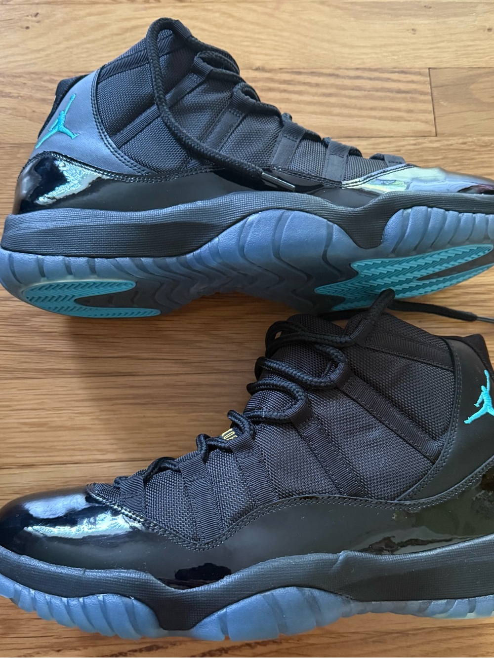 Jordan Retro 11 Athletic Shoes - Black with Teal Accents